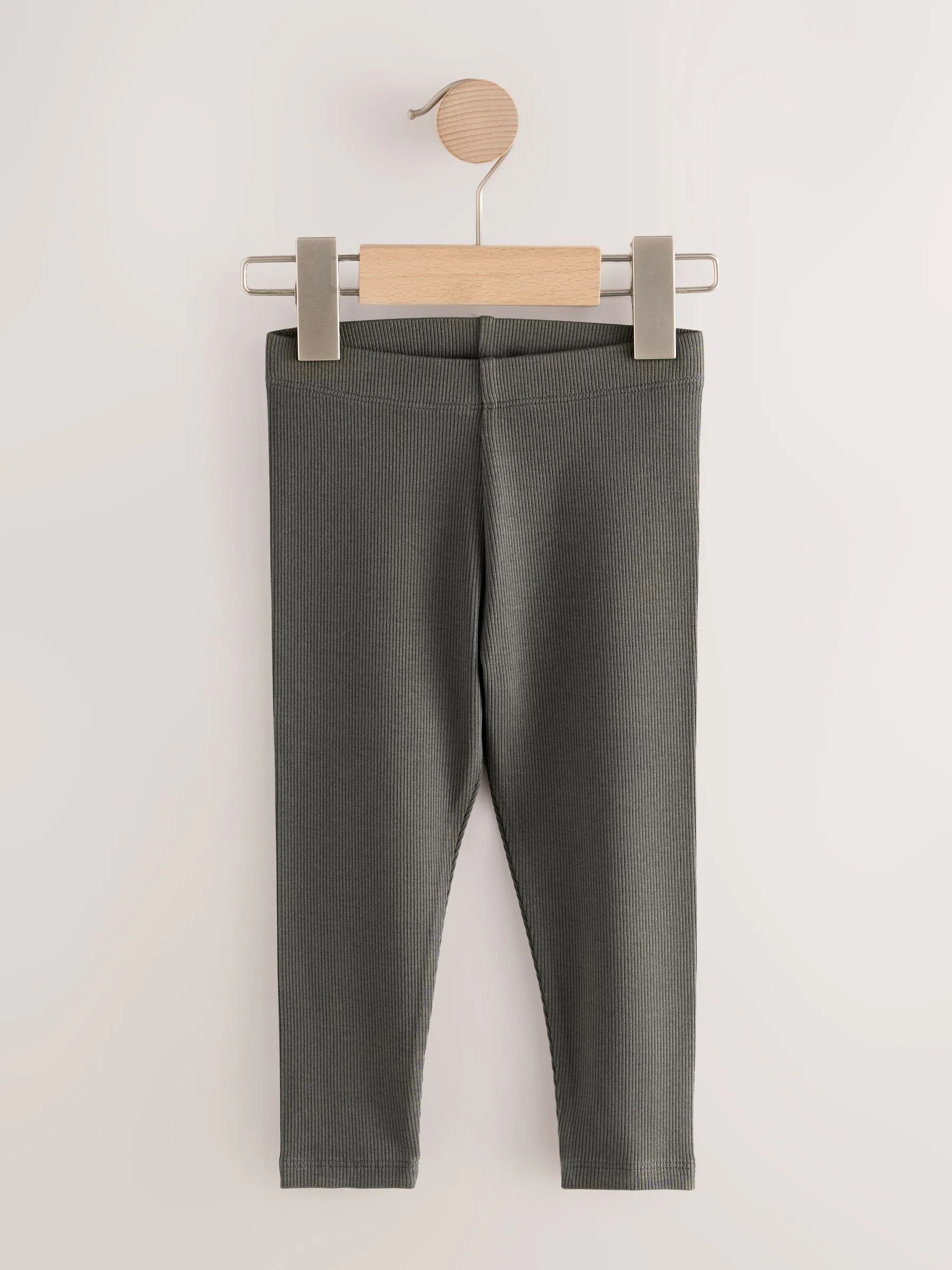 Zwart/Wit/Khaki groen - Verpakking van 5 geribbelde Leggings (3mnd -7jr)