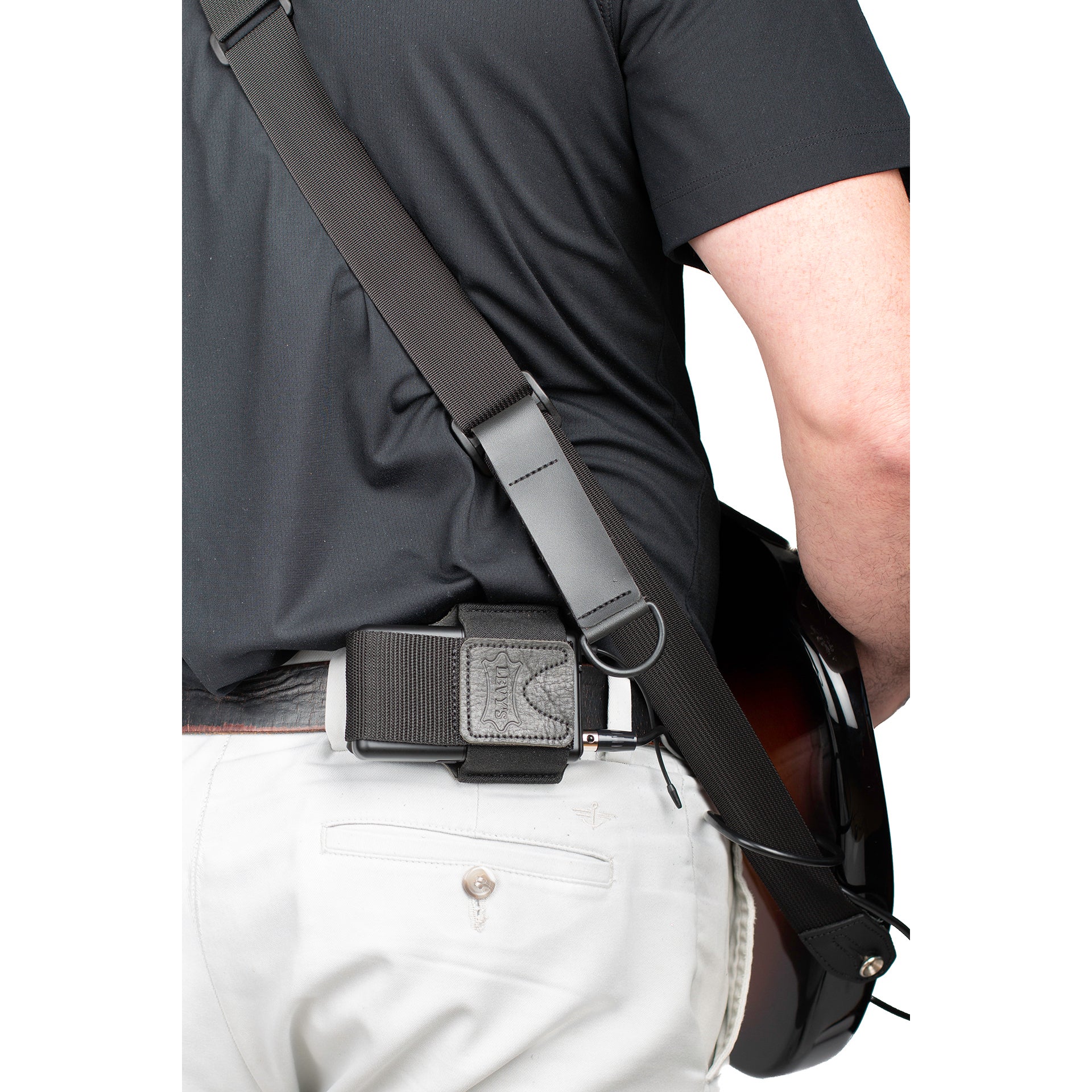 Levys Leathers MM14-BLK lederen houder voor draadloze zender - zwart