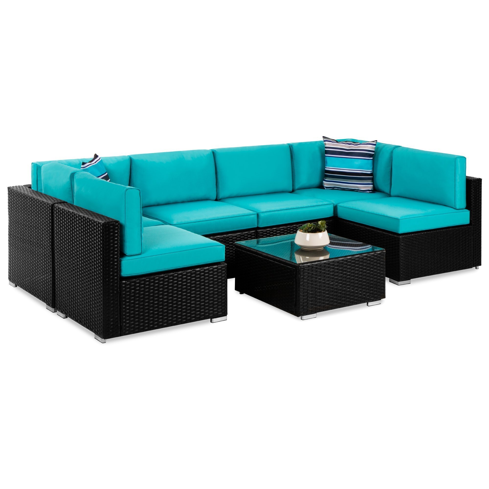 Best Choice Products 7-Piece Modular Outdoor Conversational Furniture Set, Wicker Sectional Sofas