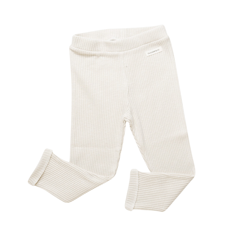 Baby Leggings Rib Cuff Oat