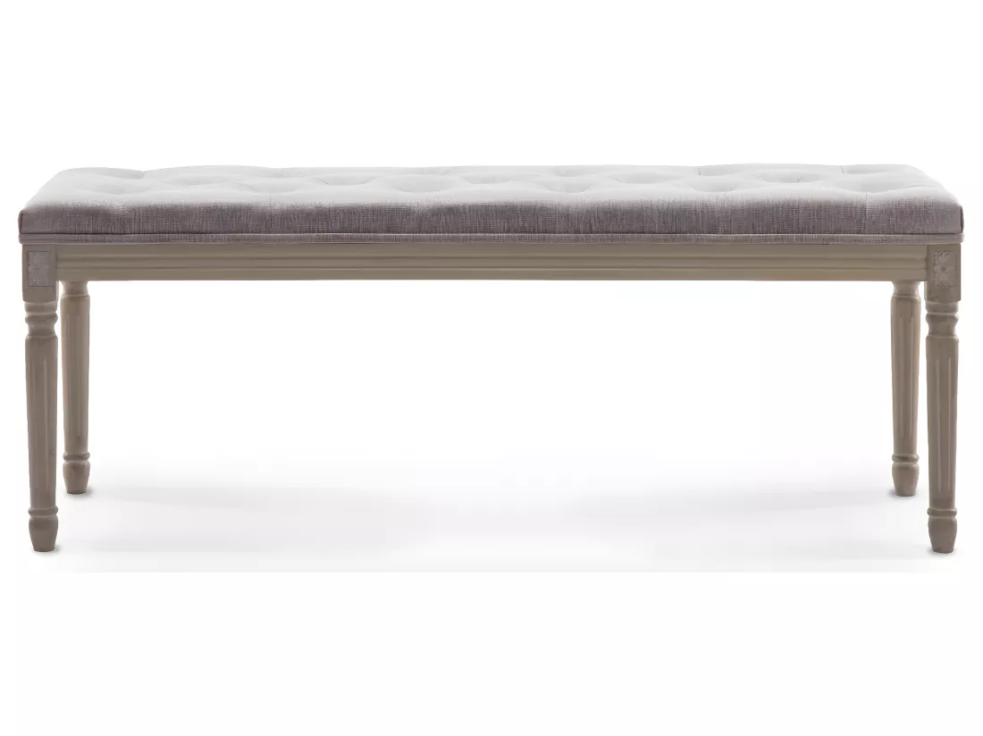 Banc capitonné Romane XL style Louis XVI tissu Beige