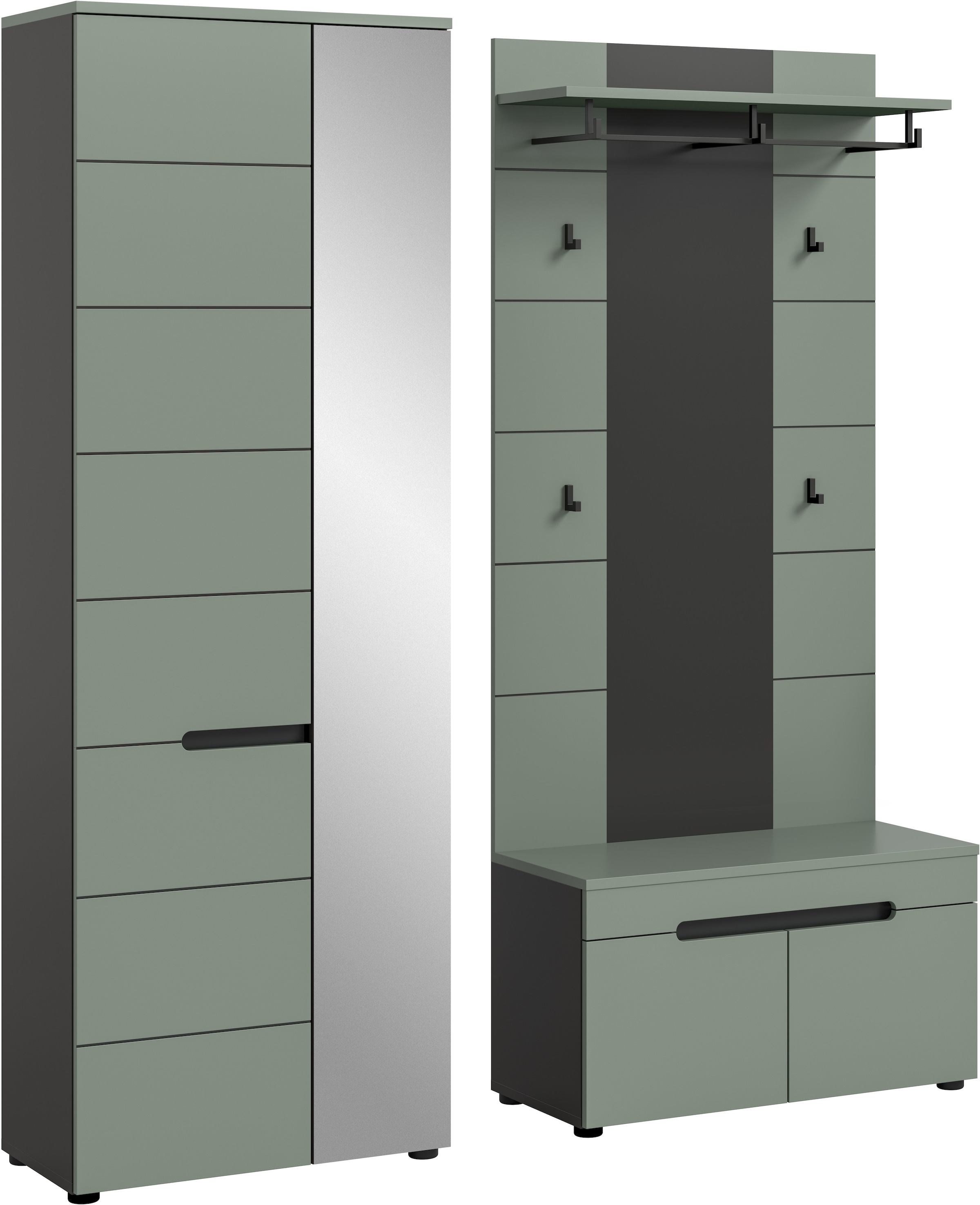 INOSIGN Garderoben-Set »REHAT, TOPSELLER!, 3-teilig, Breite 160 cm, individuell erweiterbar« Set, bestehend aus: Garderobenschrank, Sitzbank und Paneel, 3 Stk. tlg.