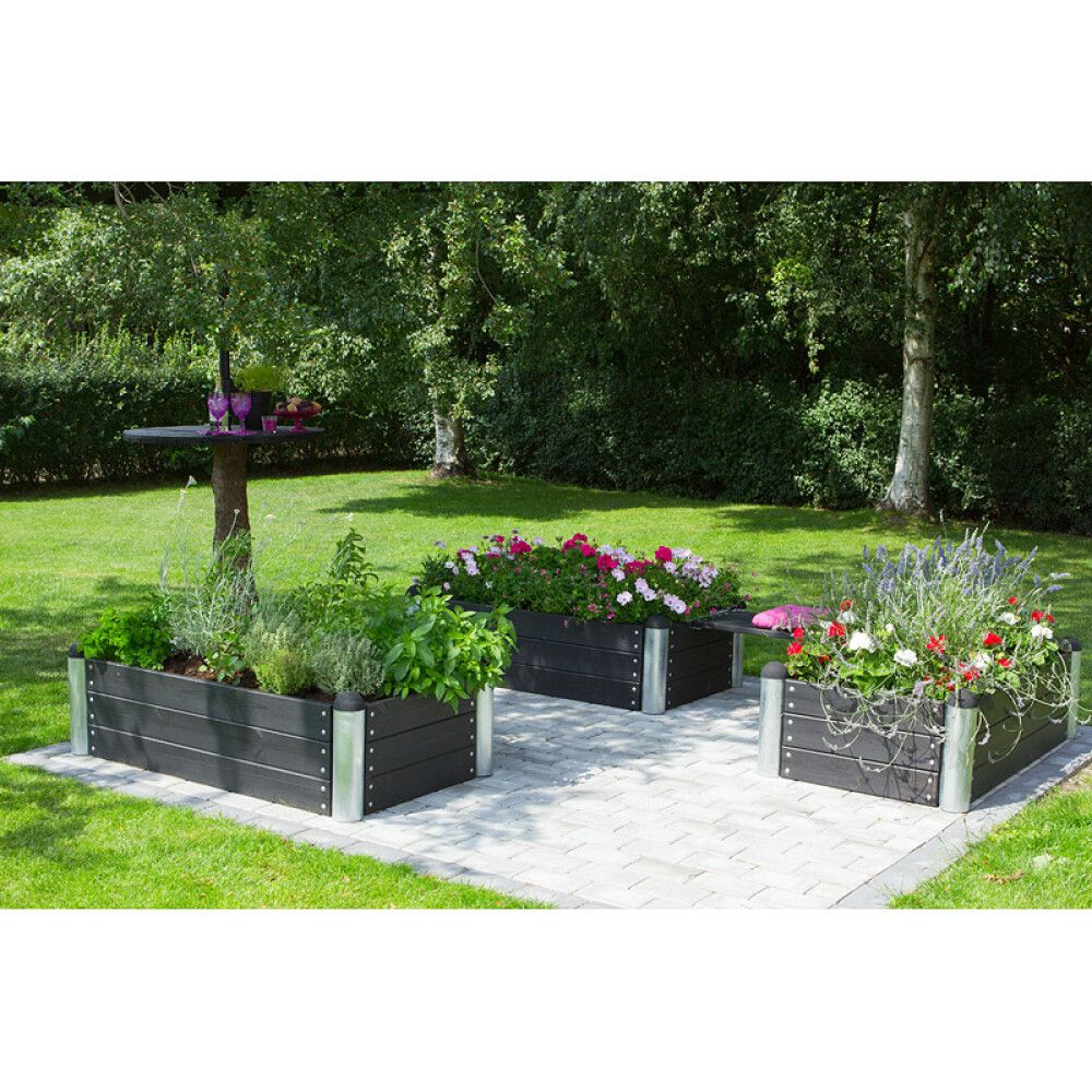 PLANTEKASSE PLUS PIPE SVART 140X80X36 CM