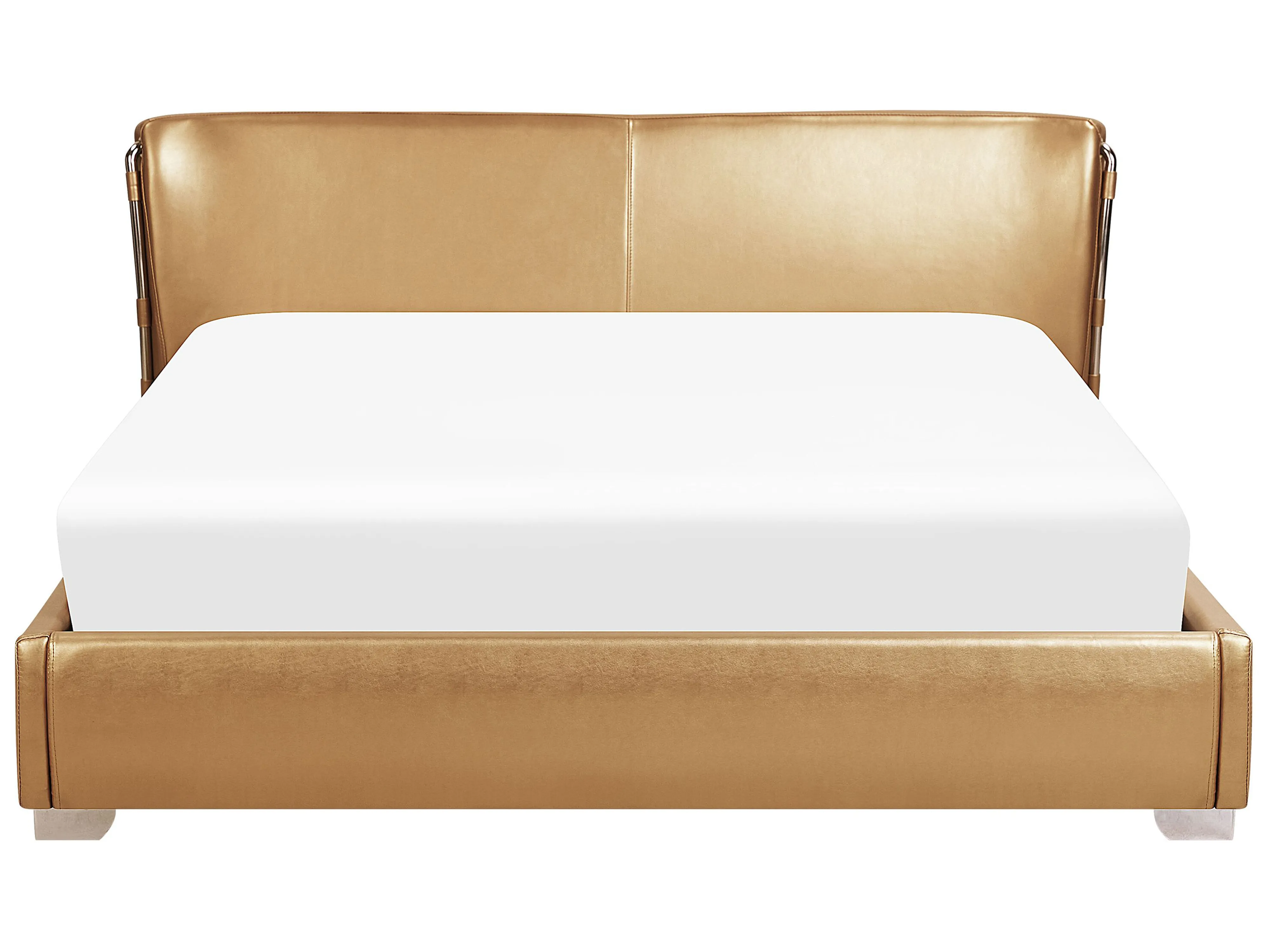 Bed met LED-verlichting Leer PARIS 180 x 200 cm LED Goud