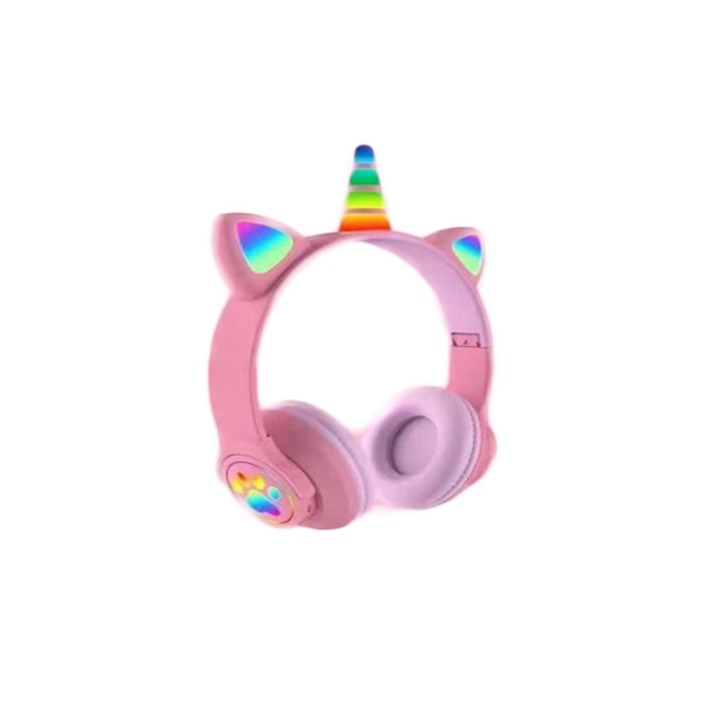 Fones de ouvido Bluetooth sem fio com luz LED Unicorn TWS-UNI200P rosa