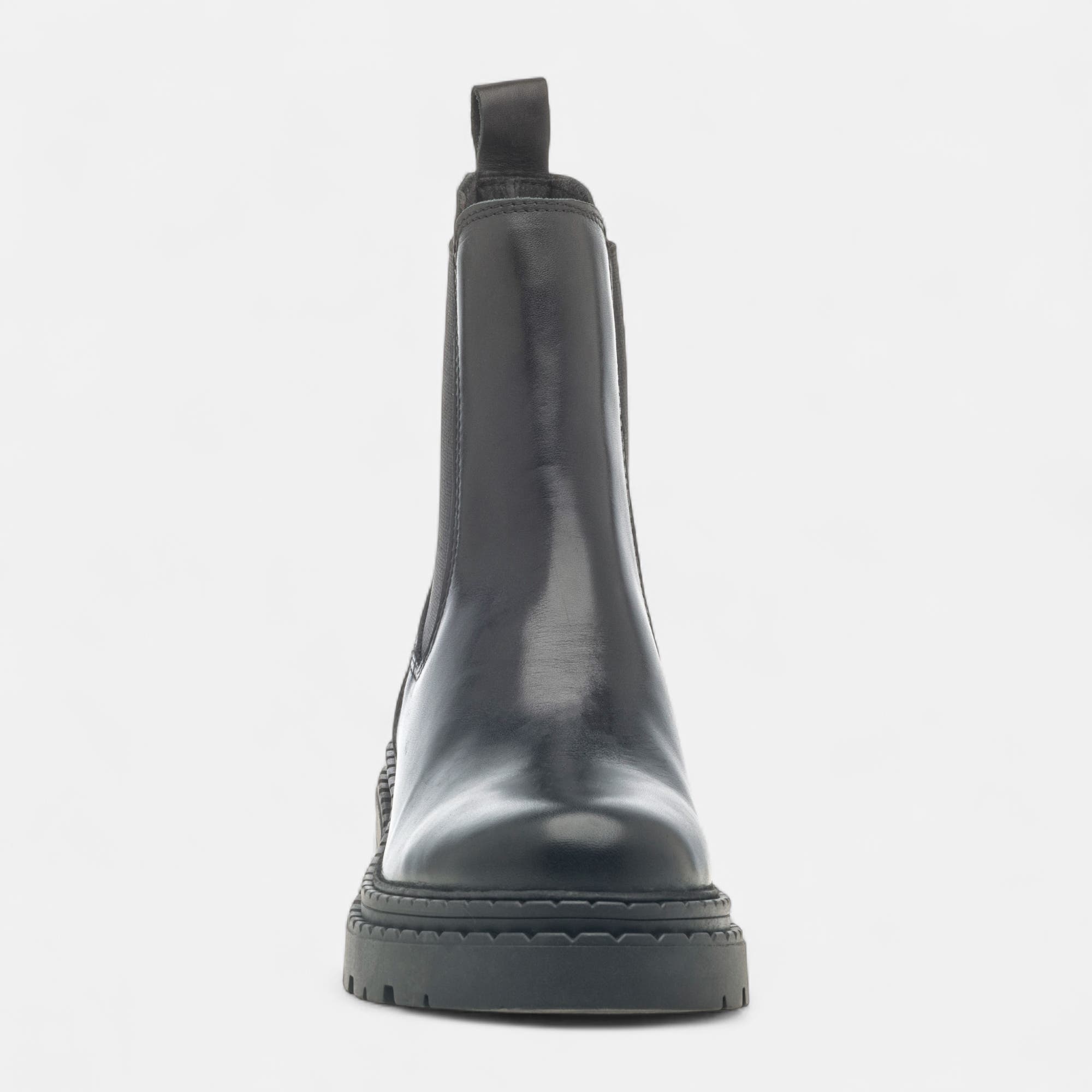 Boots chelsea à talon Femme en cuir noir