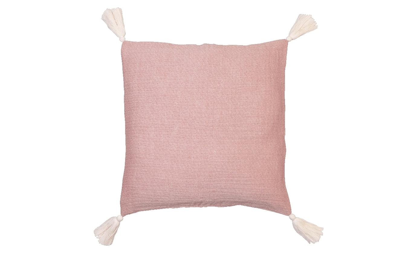 Kissenbezug mit Quasten 45 cm x 45 cm, RosaDeko-Kissenhülle