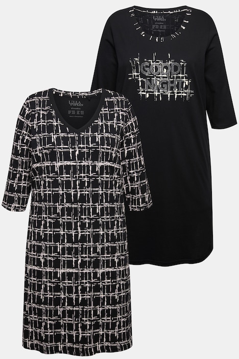 Bigshirts, 2er-Pack, Rundhals/V-Ausschnitt, 3/4-Arm