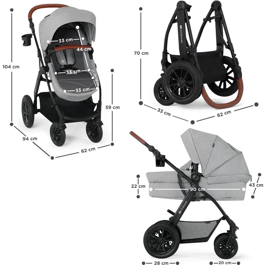 Kinderkraft Kombikinderwagen 3 in 1 XMOOV dark gray