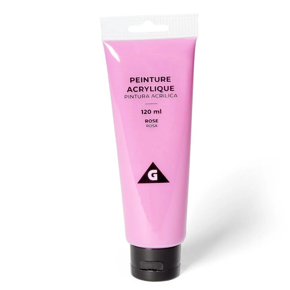 Tube peinture acrylique 120ml rose