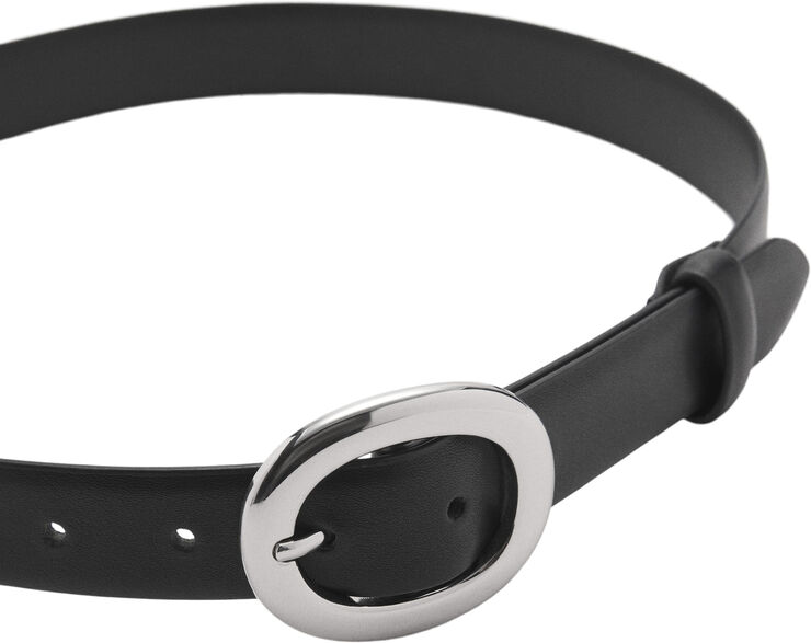 MANGO Rounded buckle belt Black