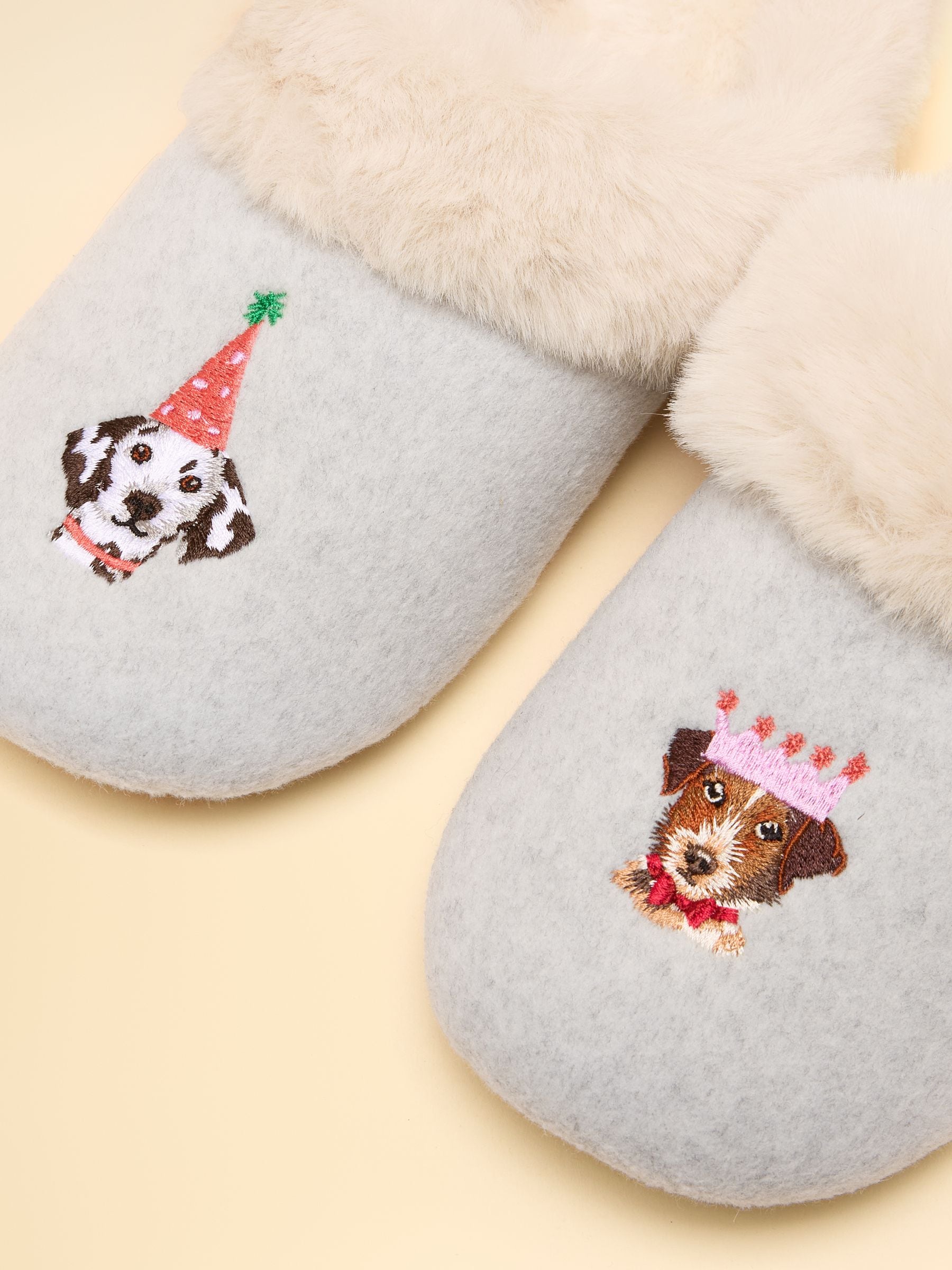 Grijs met hond - Joules slippet luxe pantoffels
