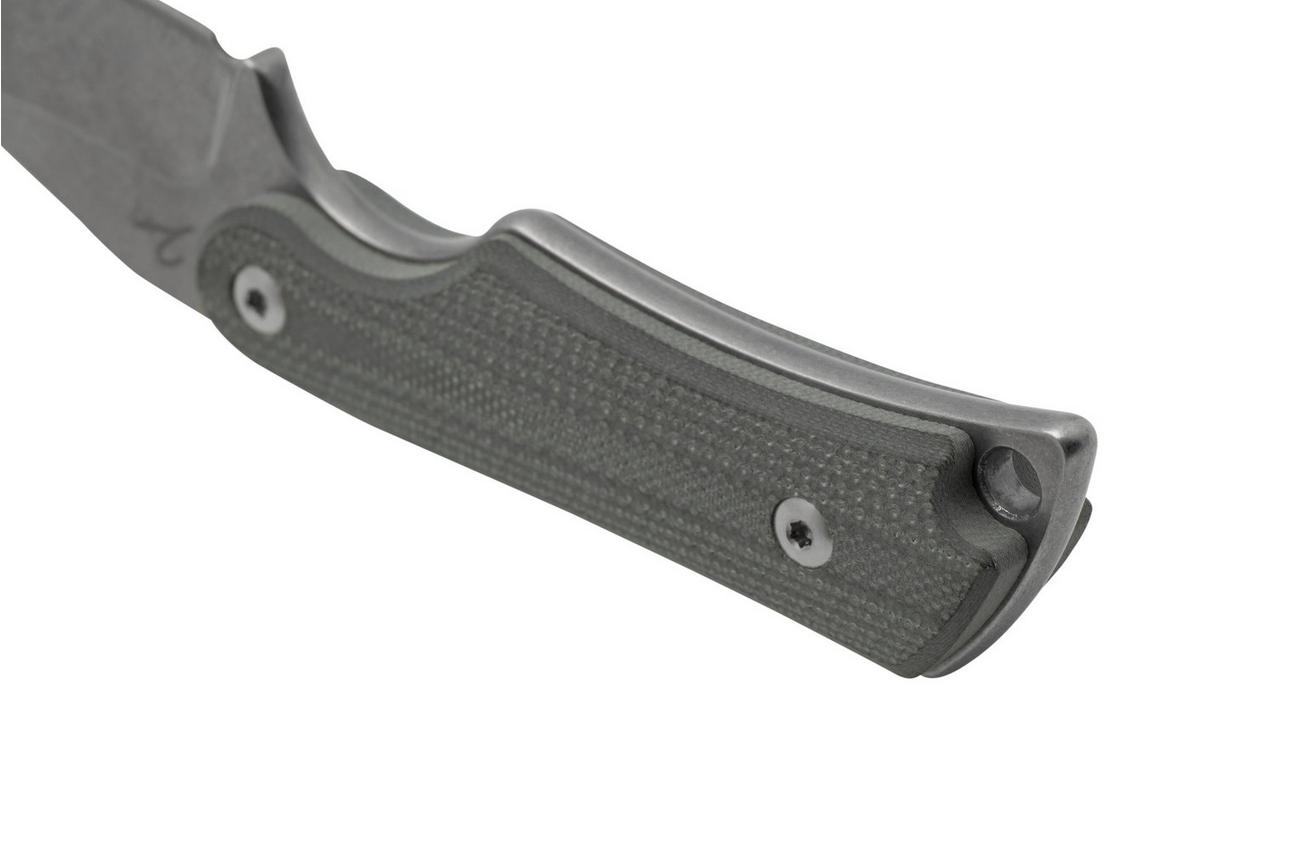 Mercury Kali N690 Stonewashed Clip Point, Black G10, vaststaand mes