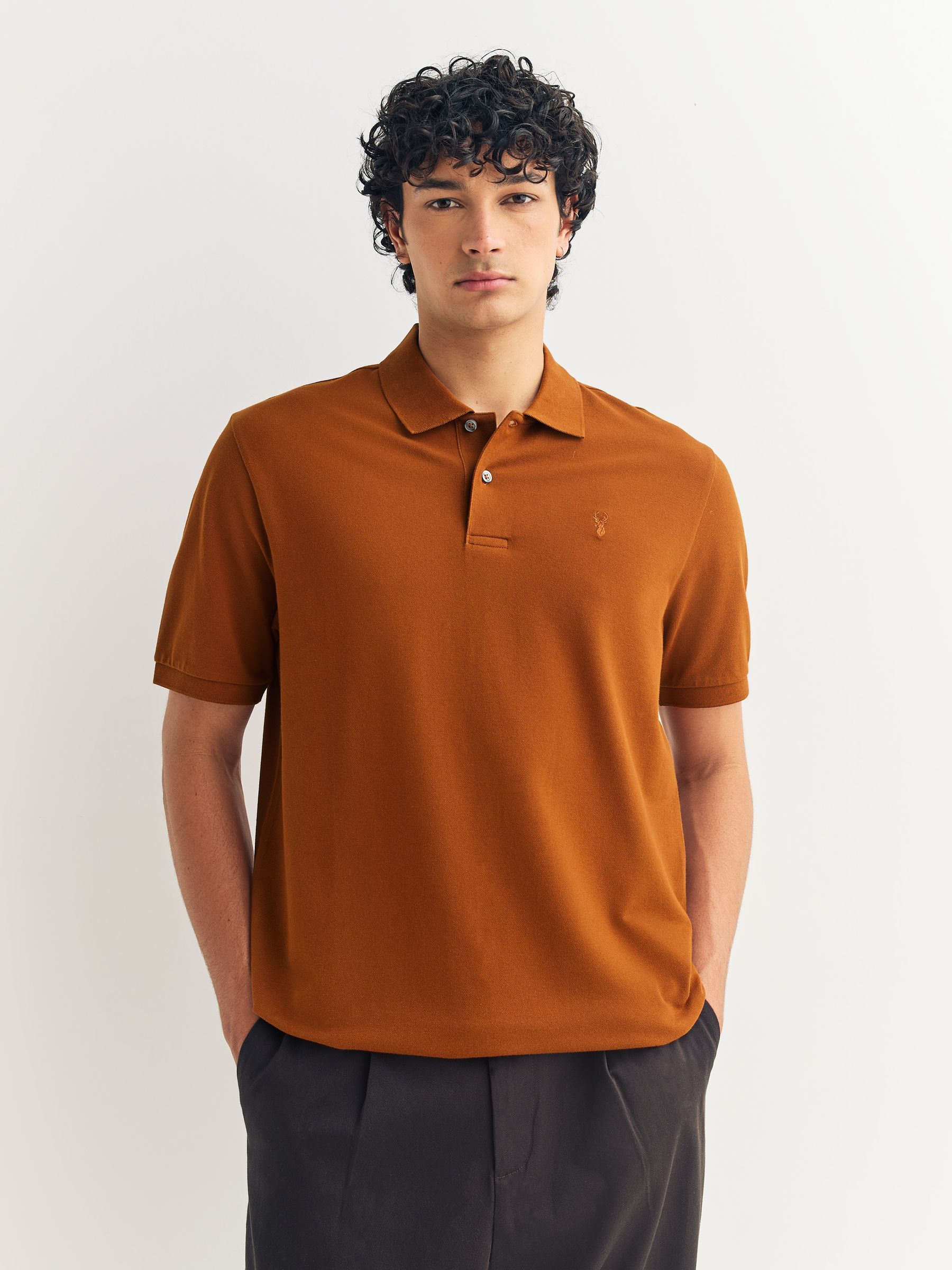 Barnsteenoranje - Normale Pasvorm - Long-Sleeve Pique Polo Shirt