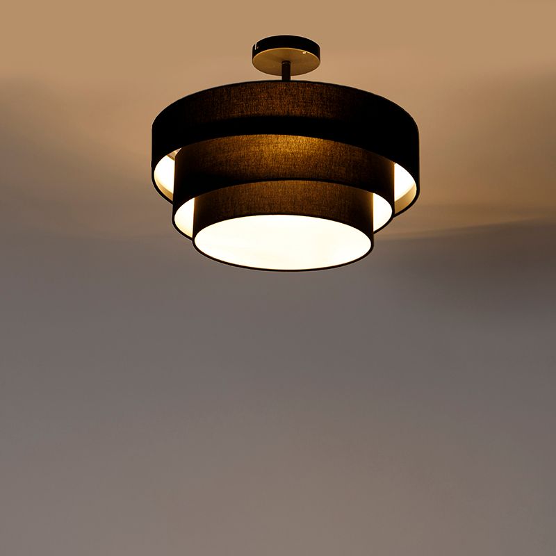 Moderne plafondlamp zwart 45 cm 3-lichts - Drum Trio