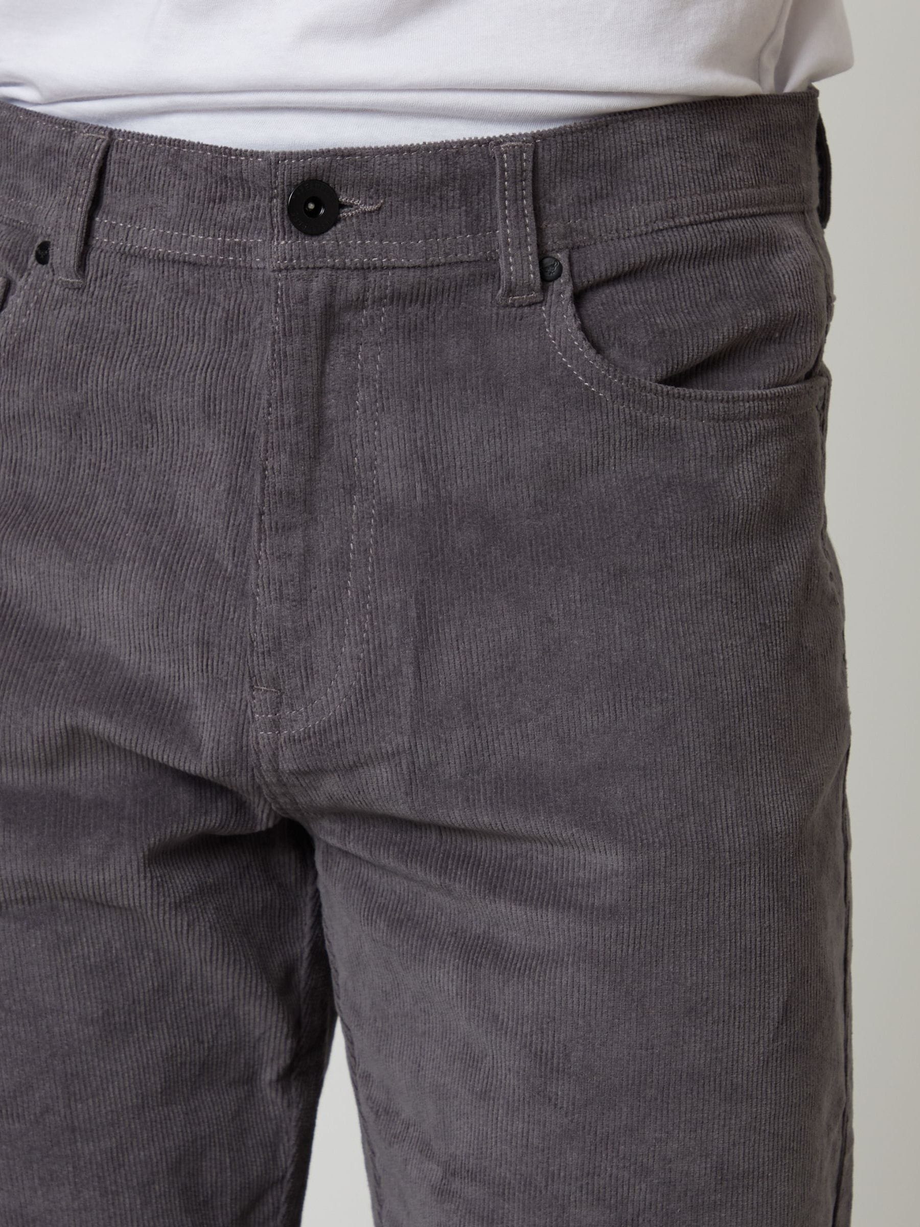 Grijs - Threadbare Straight Leg 5 Pocket Stretch Corduroy Trousers