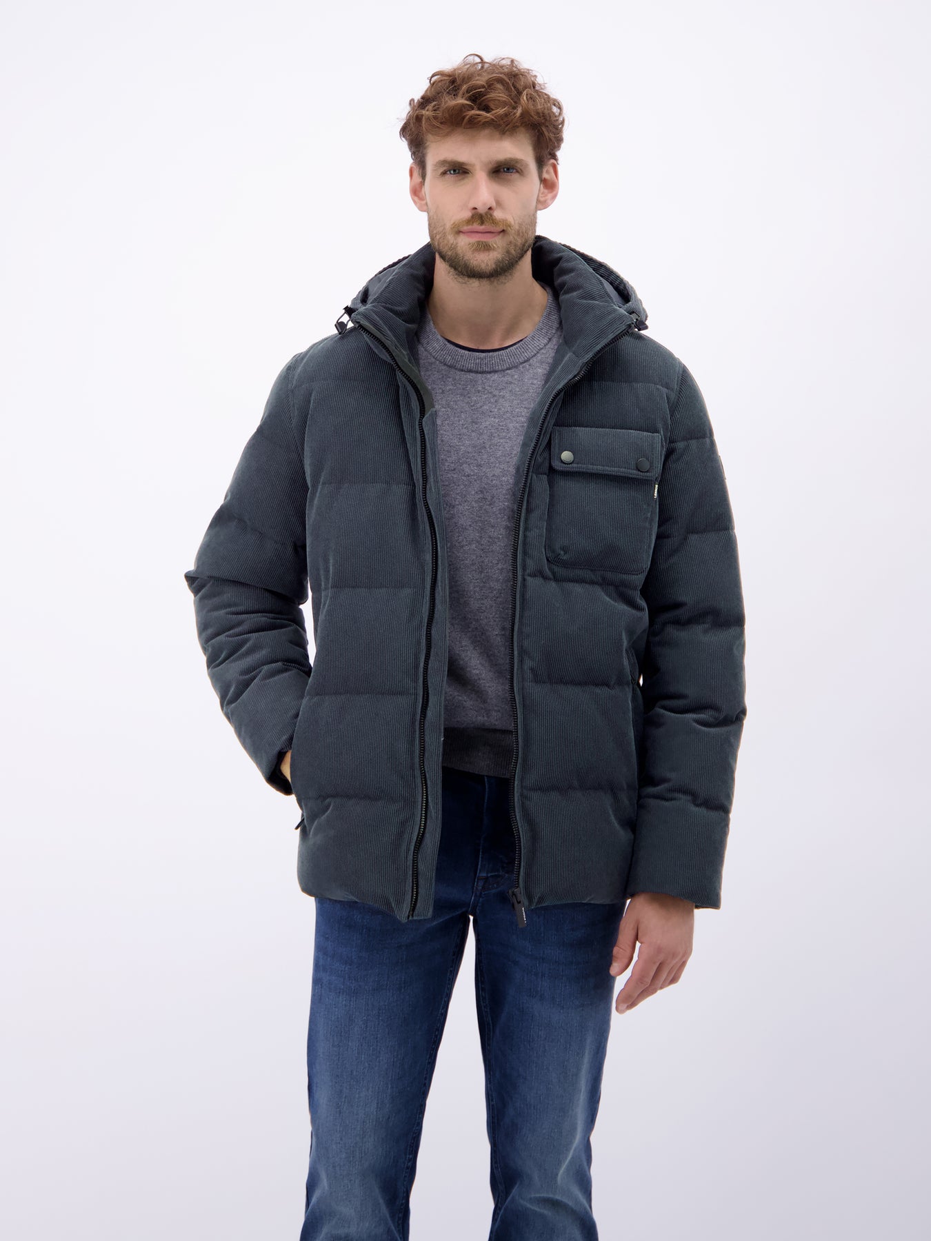 Herren Steppjacke in funktionaler Cord-Optik