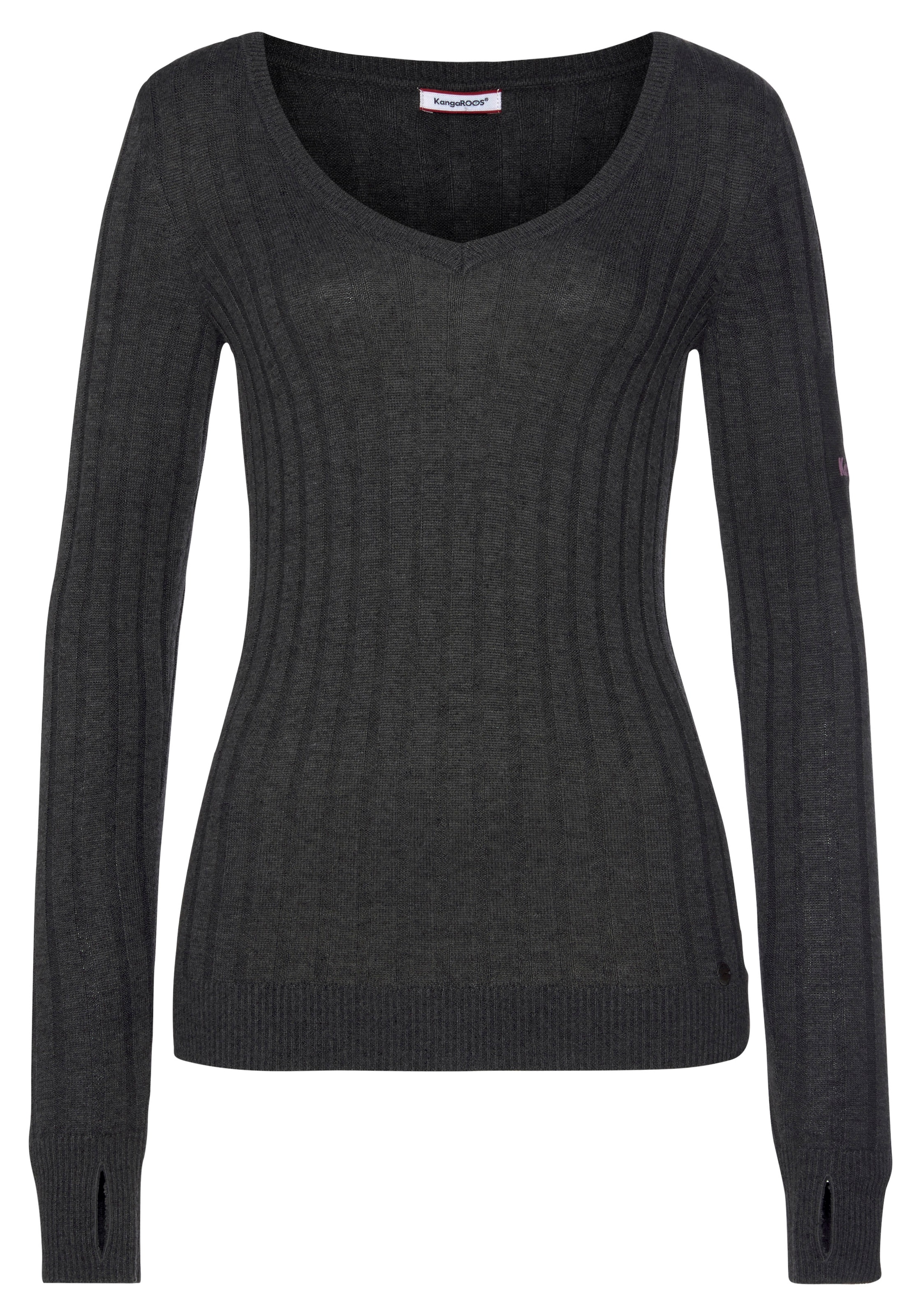 KangaROOS V-Ausschnitt-Pullover , in breit geripptem Feinstrick