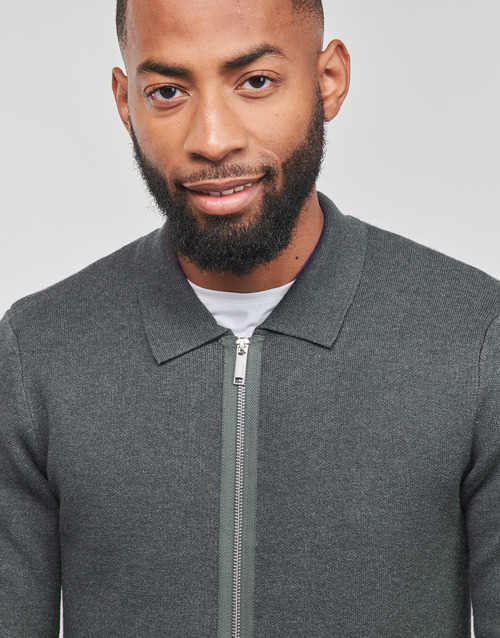 Selected - SLHTORONTO LS KNIT ZIP UP SHIRT - Gris