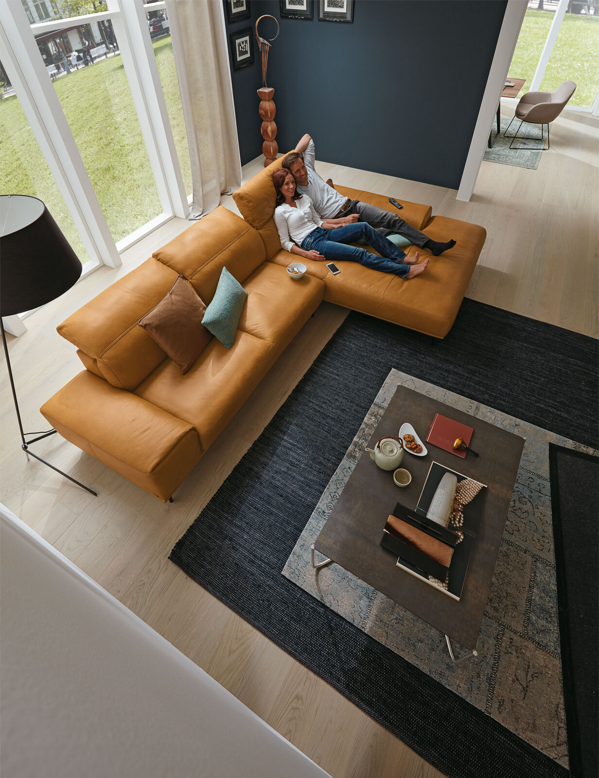 Musterring Ecksofa MR 2490 Lederbezug Kurkumagelb