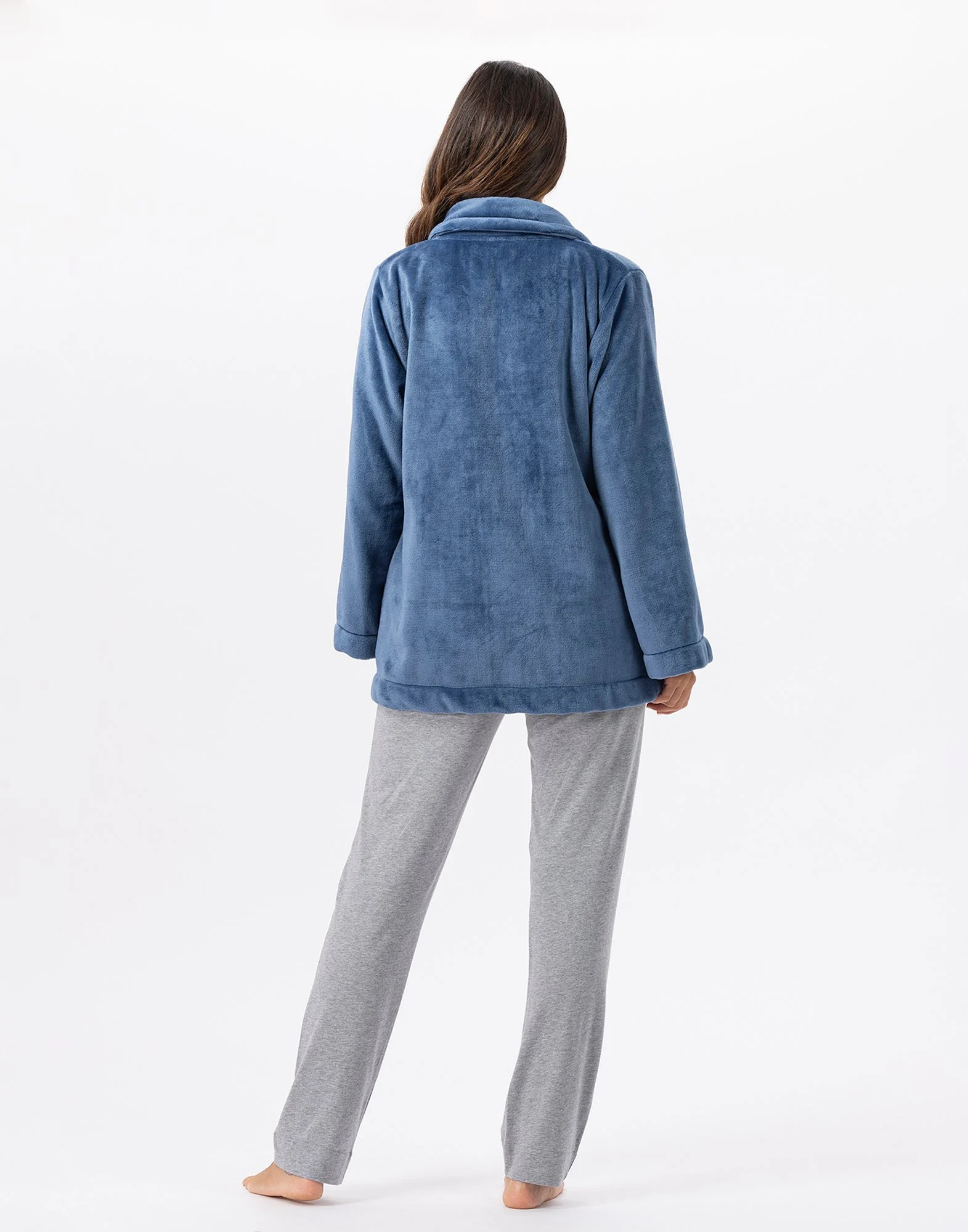 ESSENTIEL H77A - Veste en peluche flanelle | Bleu