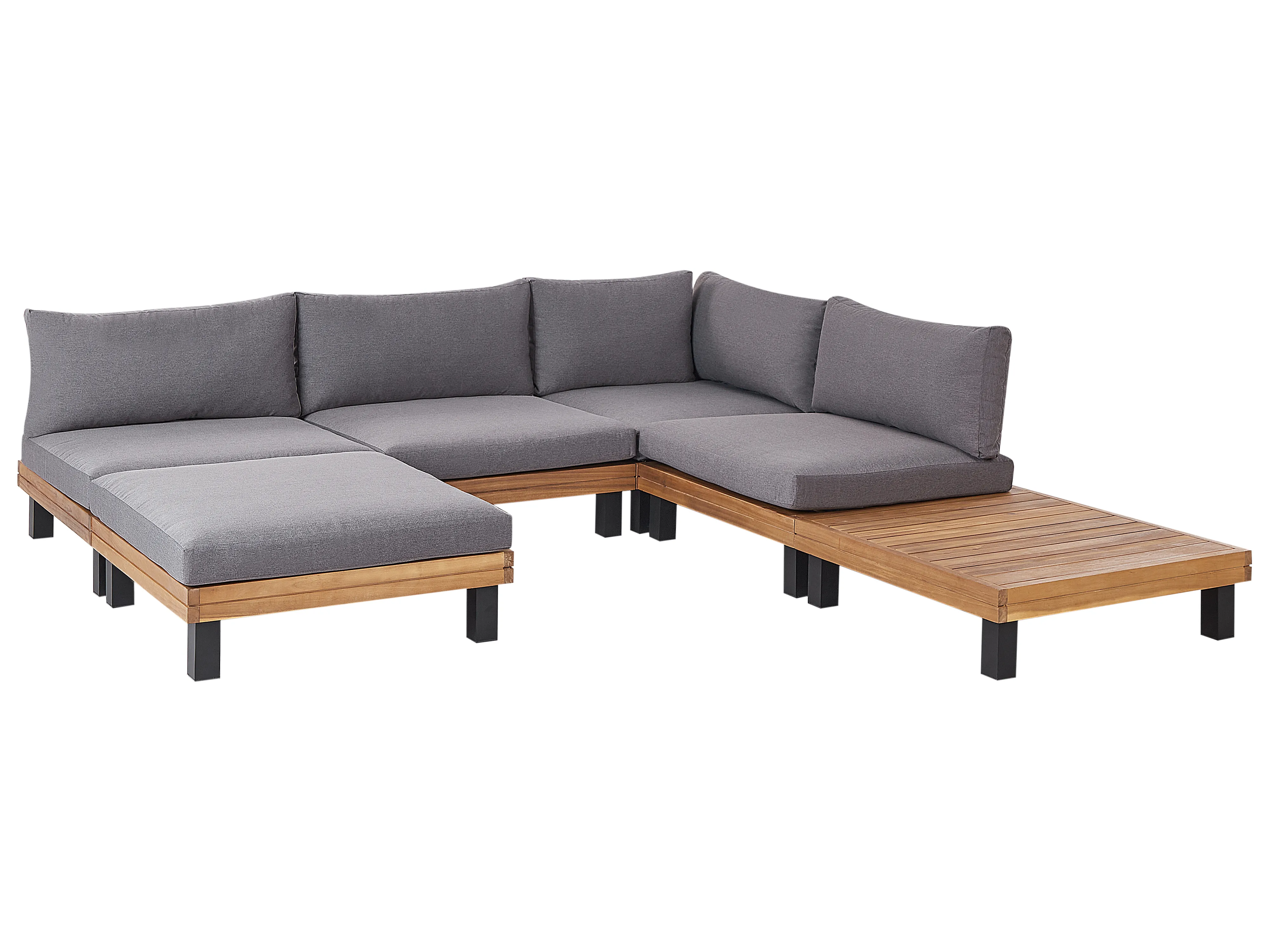 Tuin hoekloungeset met tafel 5-zits FRAZZANO modulair Gecertificeerd acaciahout Grijs