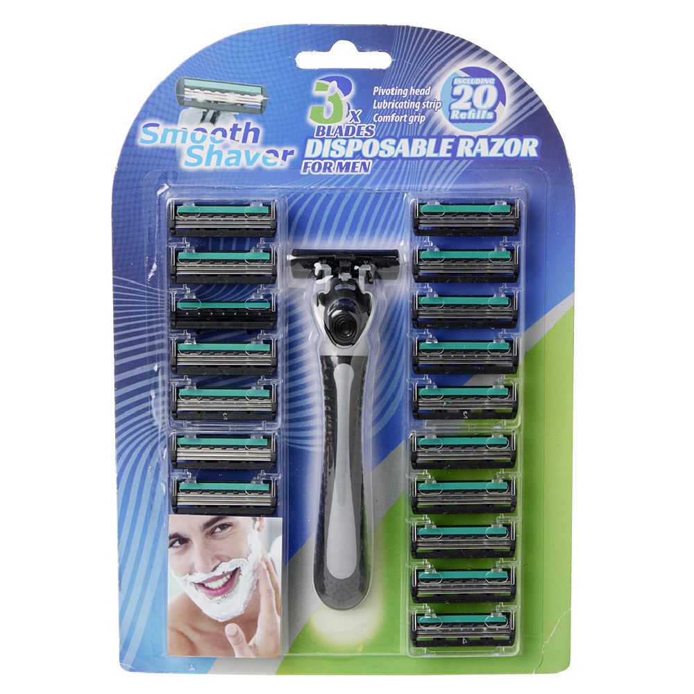 Rasoir homme avec 20 recharges 3 lames