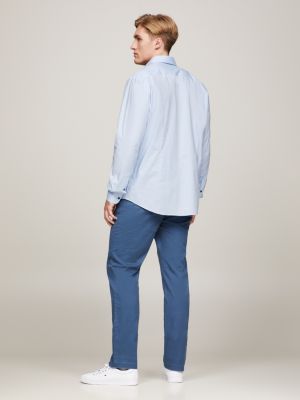 Camisa de popeline slim fit com gola contrastante