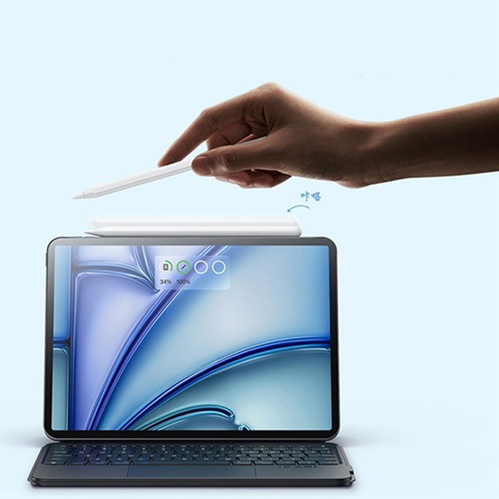 Smooth Writing 3 Kapazitiver Touch Pen Stylus Pencil (Active Version   Wireless Charging) mit Handballenerkennung für Apple iPads - Weiss