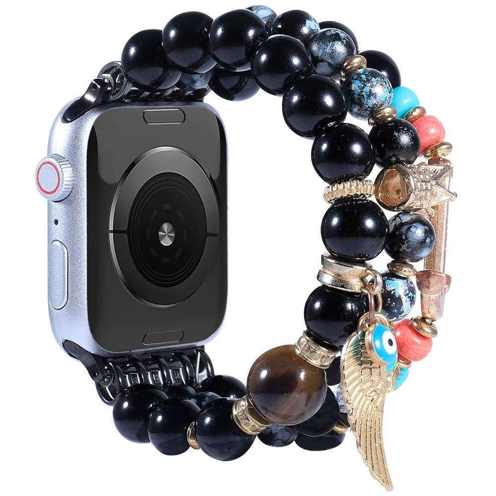 Apple Watch (49/46/45/44 mm) Elastisches Perlen Ersatz Armband (Gelenkumfang: 190-230mm) - Schwarz