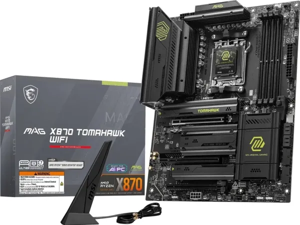 MSI MAG X870 TOMAHAWK WIFI - Bundkort - ATX - Socket AM5 - AMD X870 Chipset - USB4, USB 3.2 Gen 2, USB-C 3.2 Gen2, USB-C 3.2 Gen 2x2, USB 3.2 Gen 1 - 5 Gigabit Ethernet, Wi-Fi 7 - onboard grafik (CPU påkrævet) - HD Audio (8-kanaler)