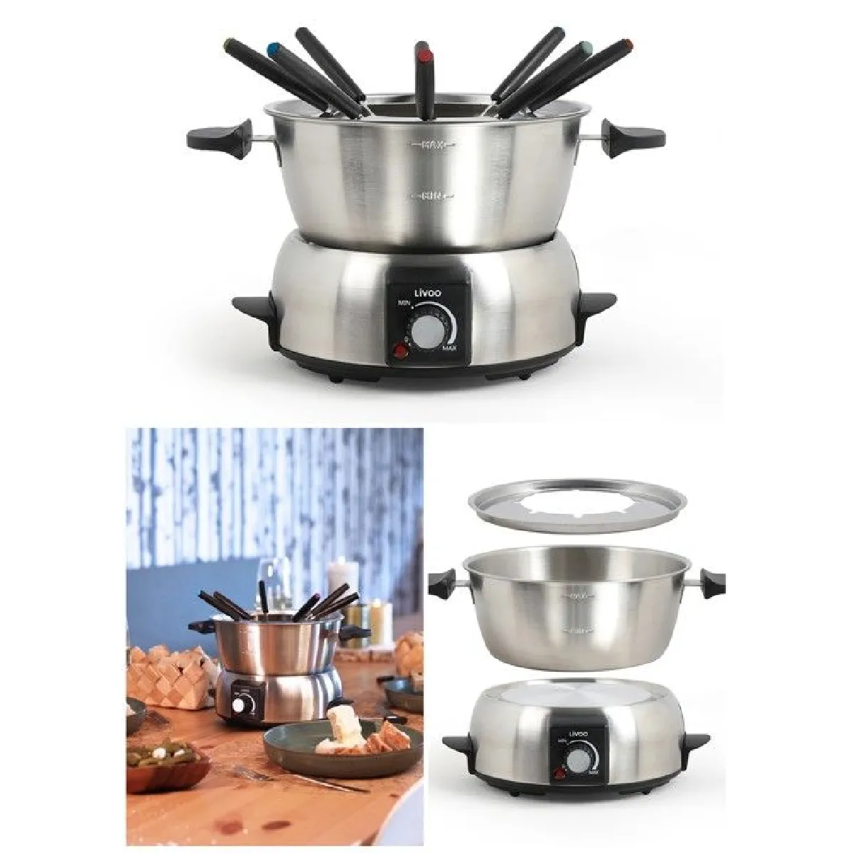 Livoo Fondue Électrique INOX 8 Personnes
