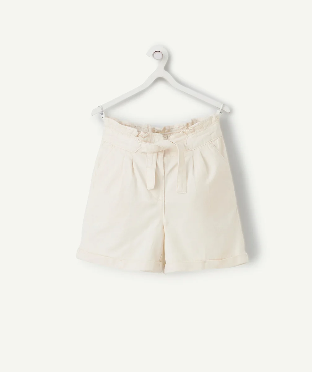 short taille haute fille en viscose responsable beige