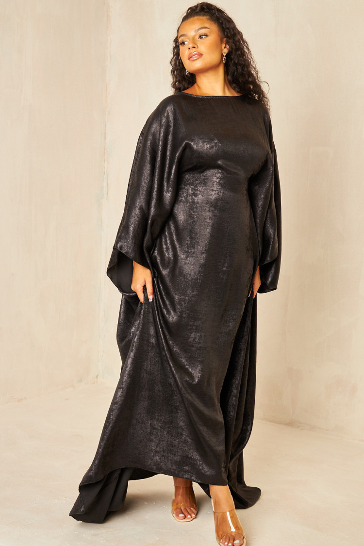 Robe manches chauves-souris pailletée noire
