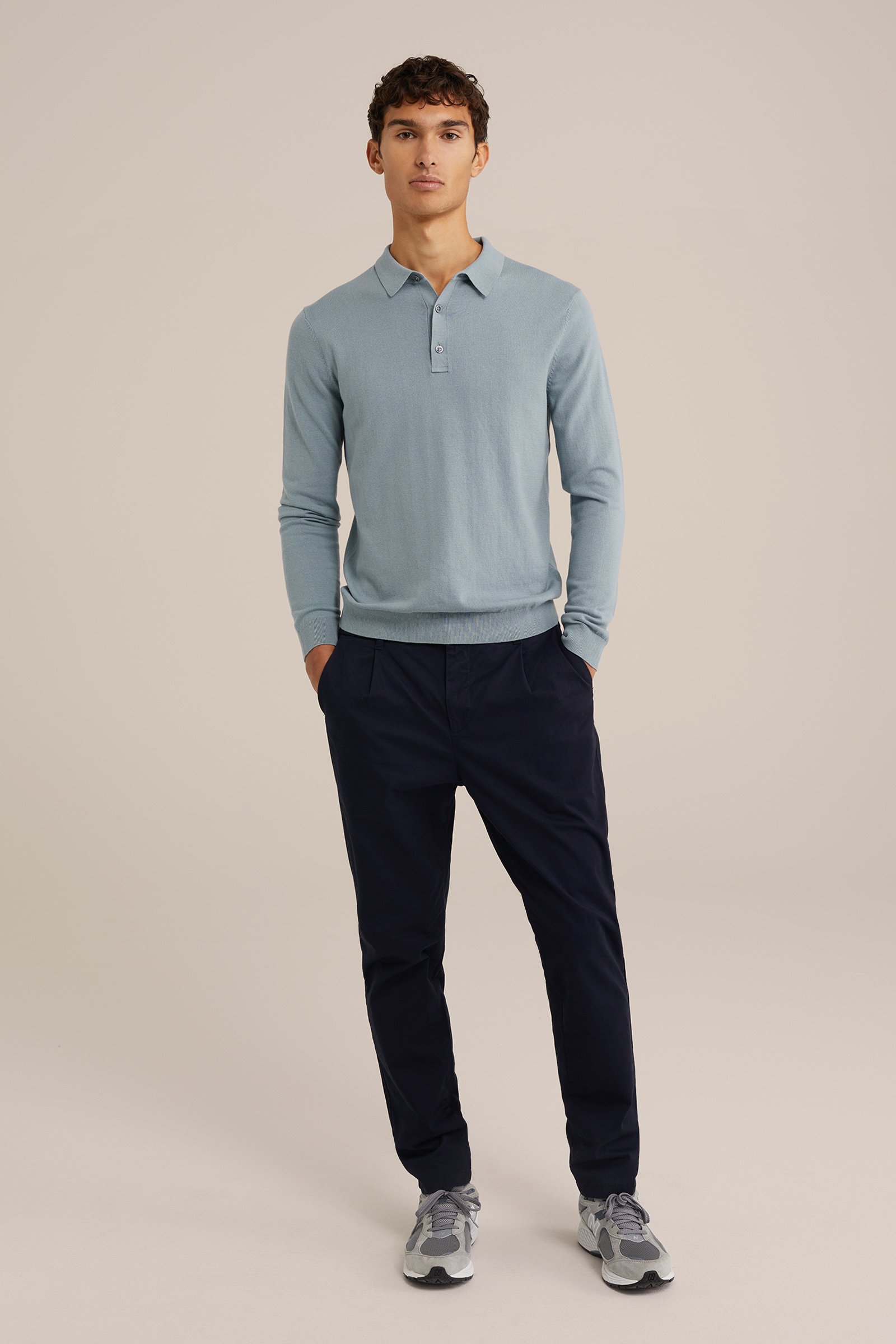 fijngebreide polo Fundamentals Pastelblauw