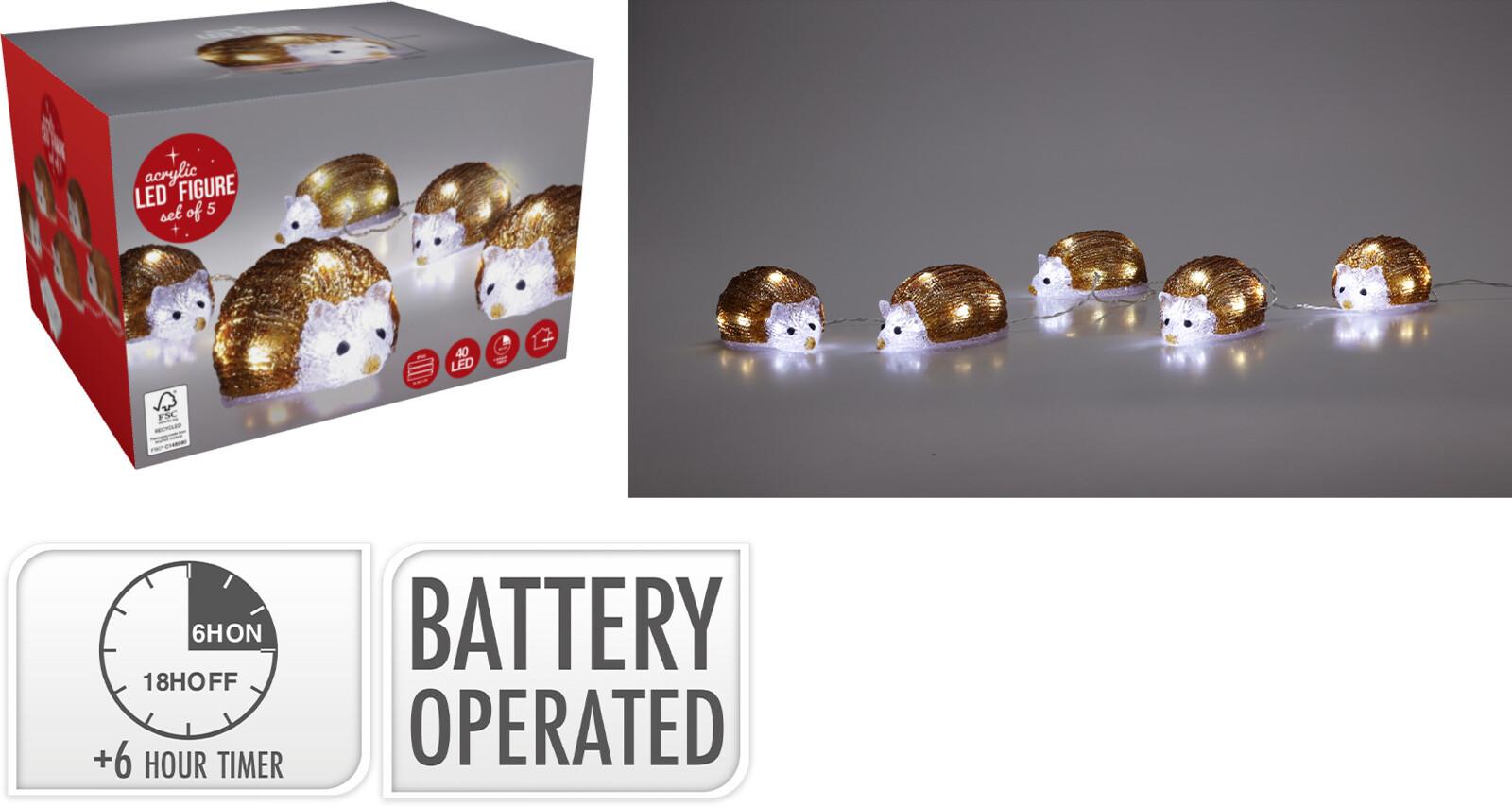 GUIRLANDE LUMINEUSE PETITS HERISSONS ACRYLIQUES