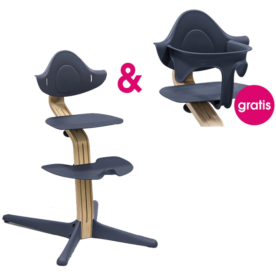STOKKE® Nomi® Hochstuhl Eiche  navy + gratis Baby Set navy
