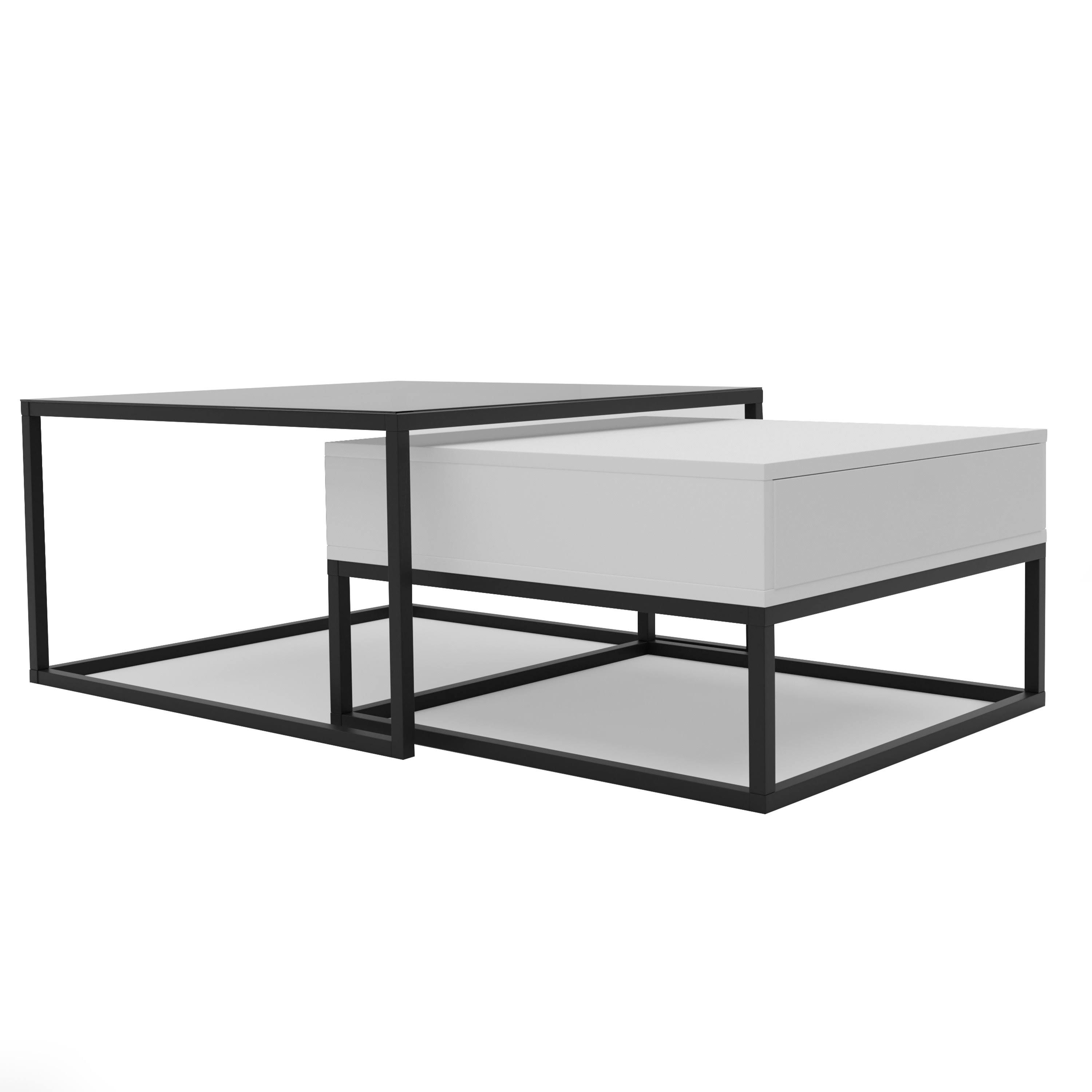 Idohome Couchtisch Schwarz Holzwerkstoff 1 Schubladen