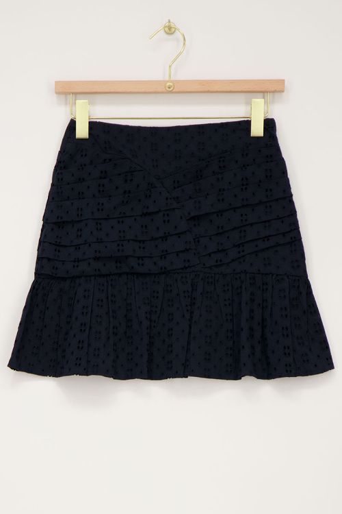 Donkerblauwe rok met broderie anglaise