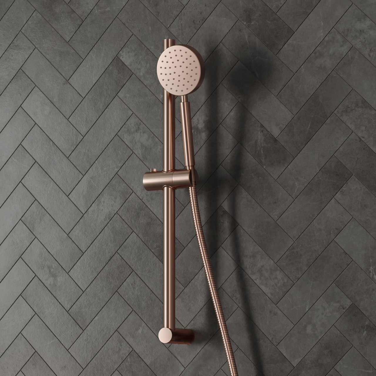 Saniclear Copper glijstangset met Vision handdouche geborsteld koper