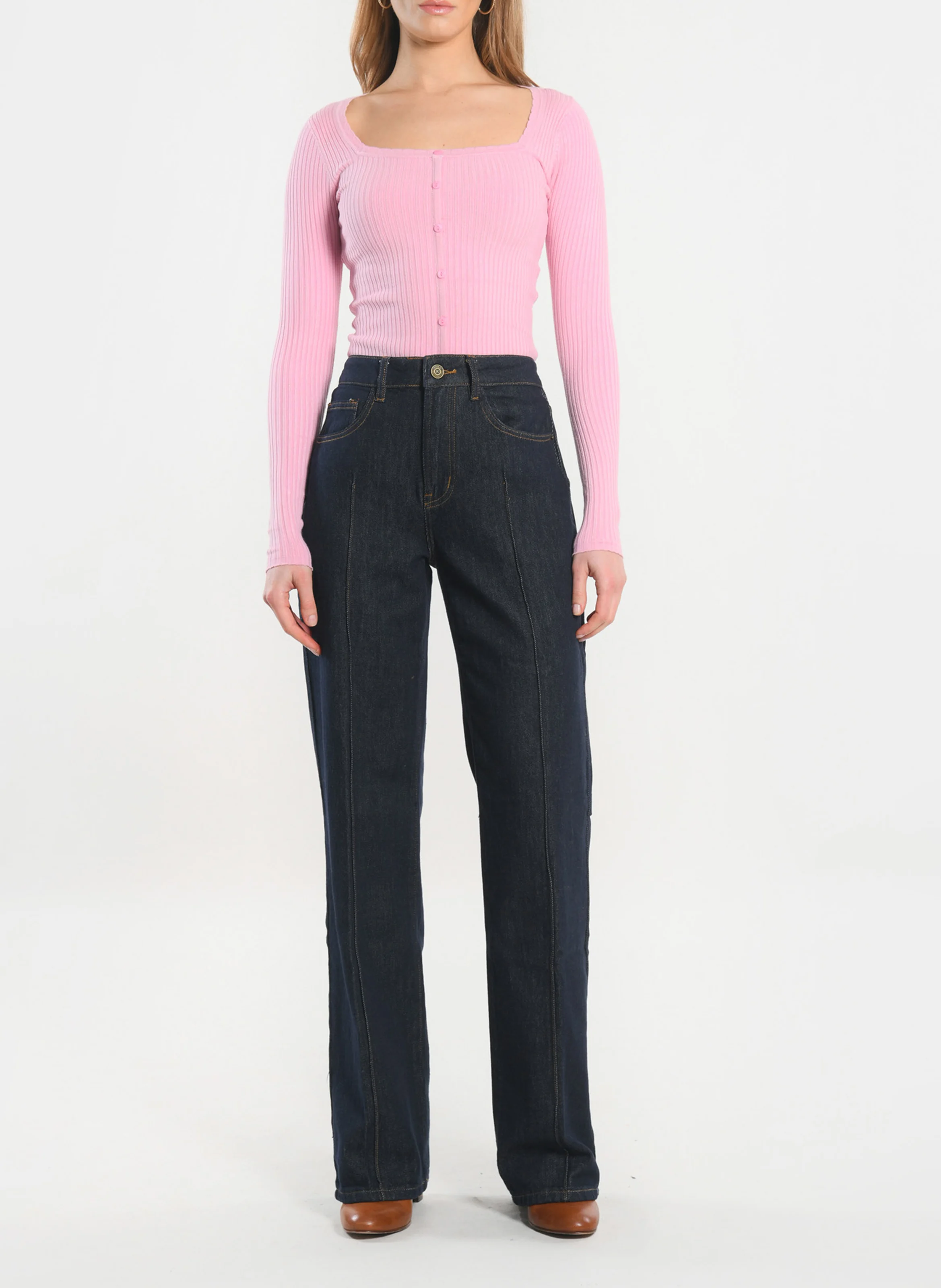 ELISABETH - Pull col carré | Rose