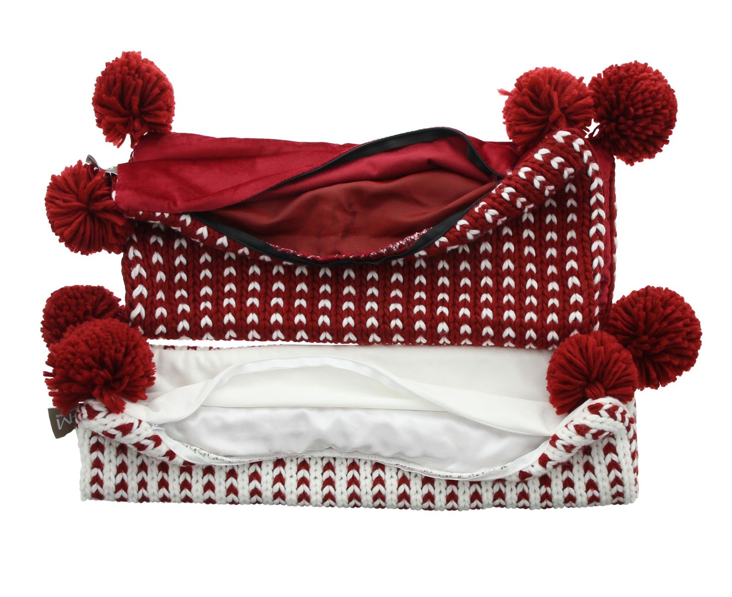 FRANK FLECHTWAREN | Kussenhoes met pompons, set van 2, 45x45cm, 50x30cm, POLYESTER, ACRYL