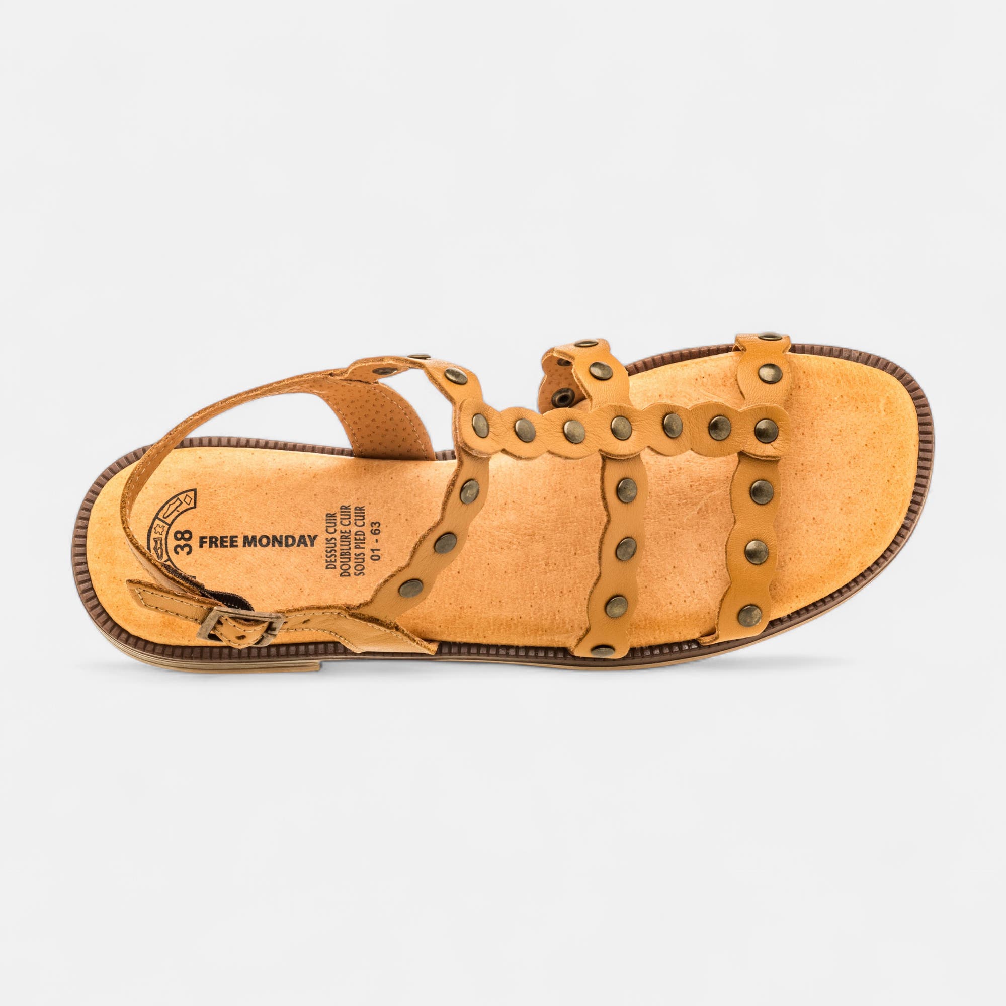 Nu-pieds Femme en cuir camel
