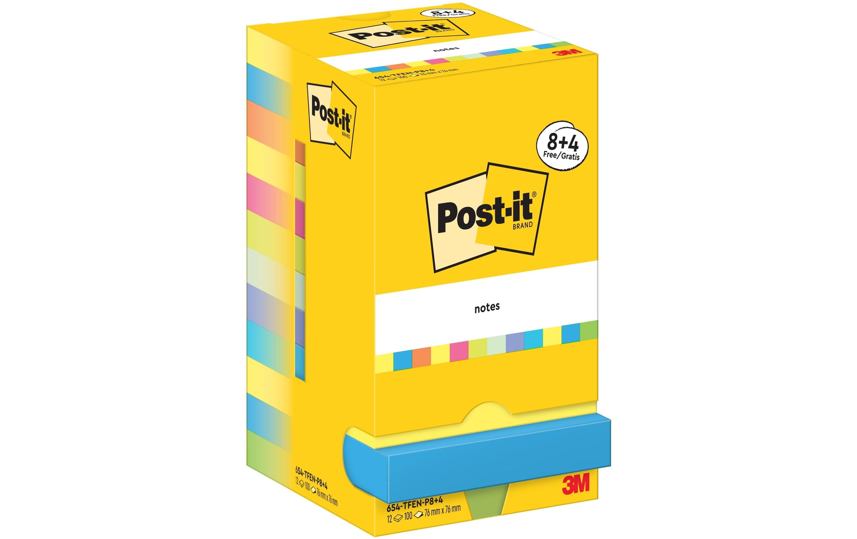 Notizzettel Super Sticky 76 x 76 mm, Mehrfarbig, 12 BlöckeStarke Haftnotizen