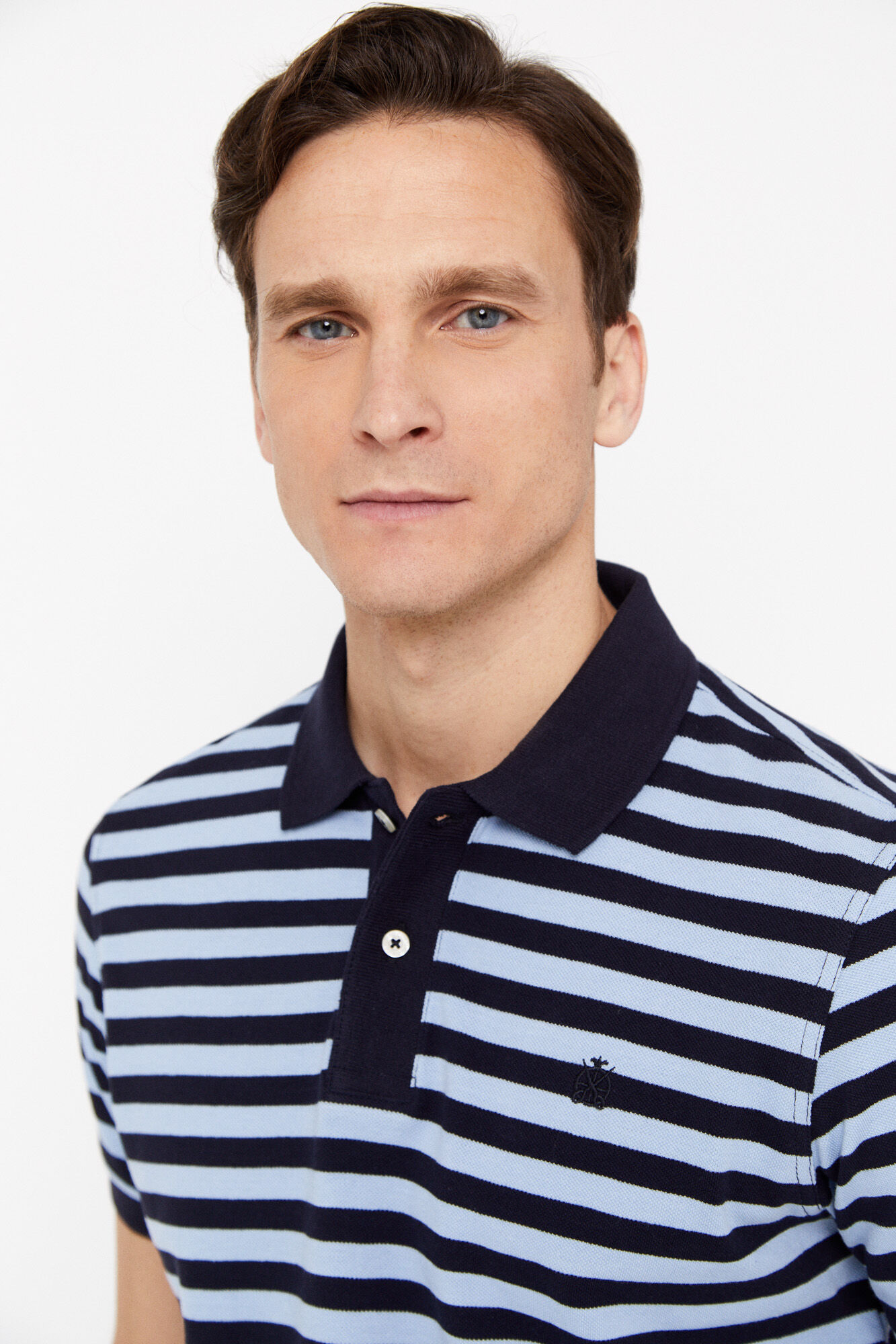 Camisa polo listrada - Azul marinho