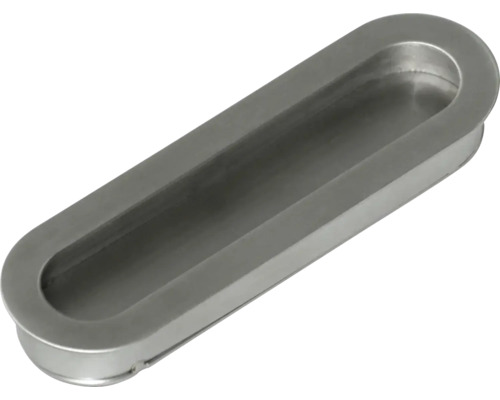 Inbouw meubelknop, geborsteld roestvrij staal, afmetingen (L x B x H): 130/40/16 mm, inbouwmaten: 123 x 34 mm
