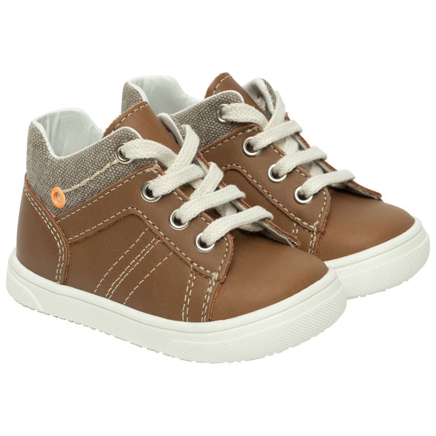 Bottillons en cuir marron à lacets pour bébé garçon - Marron