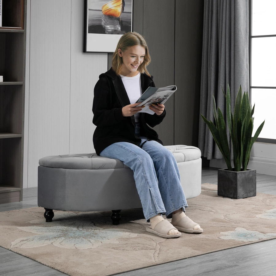 HOMCOM Sitzbank mit Stauraum grau