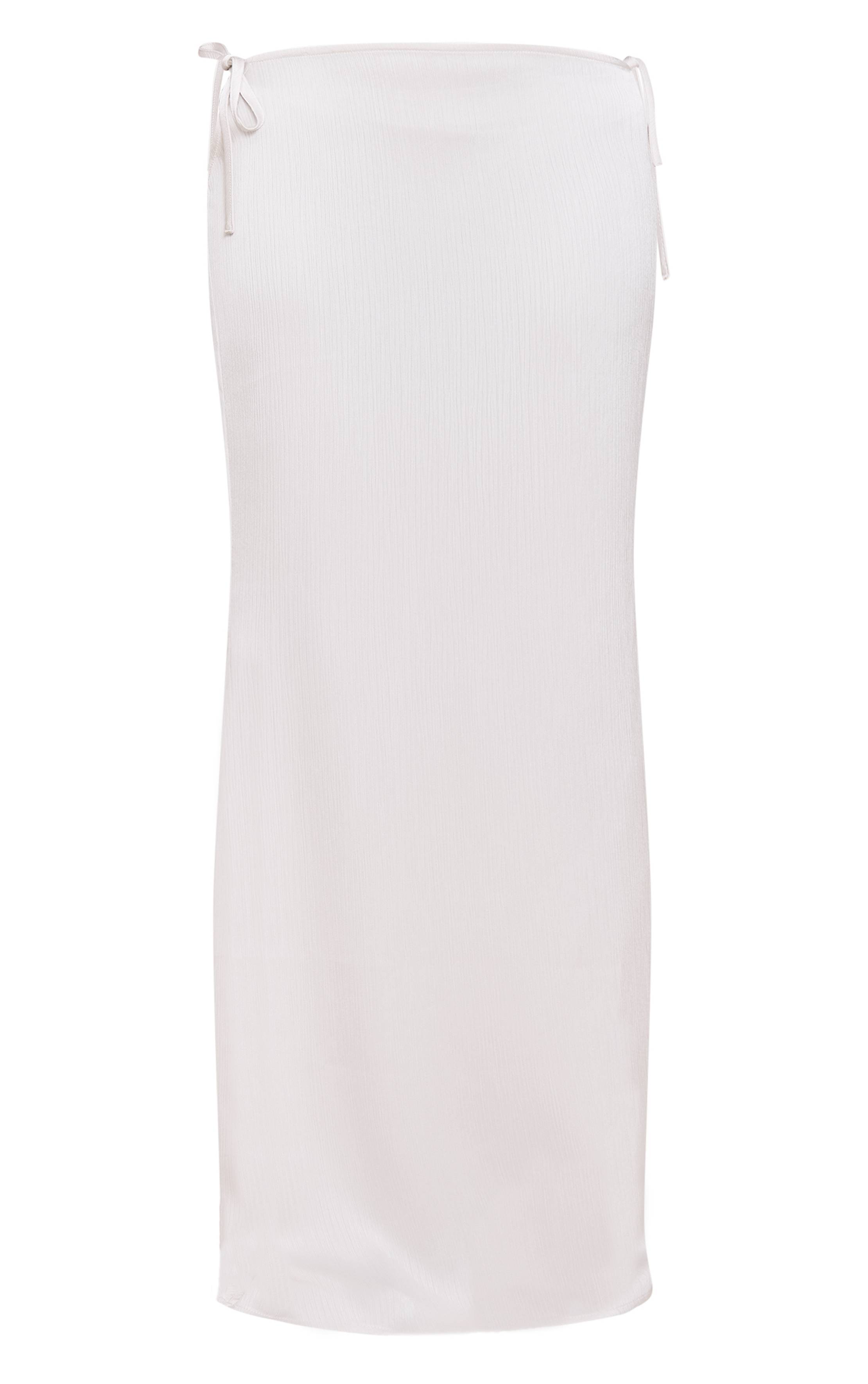 Crème Jupe Longue Satinée Texturée À Taille Basse Foncée