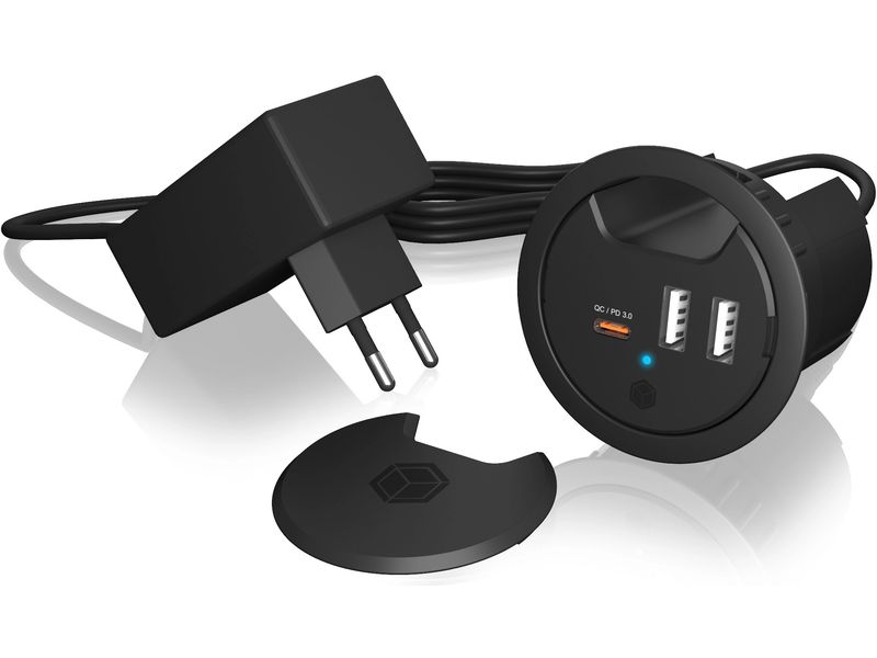 ICY BOX Tisch-Hub IB-HUB1407 USB Tischladegerät mit Power Delivery und Quick Charge
